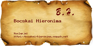 Bocskai Hieronima névjegykártya